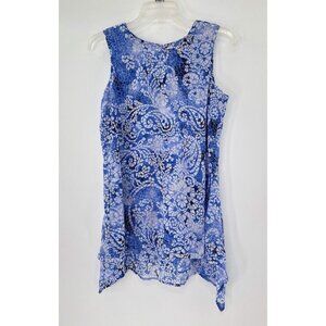 Fever Women’s Lightweight Floral Print Layered High Low Asymmetrical‎ Tank Top S